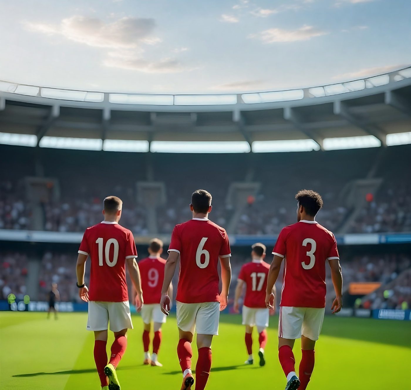 Jugadores de fútbol entrando al estadio